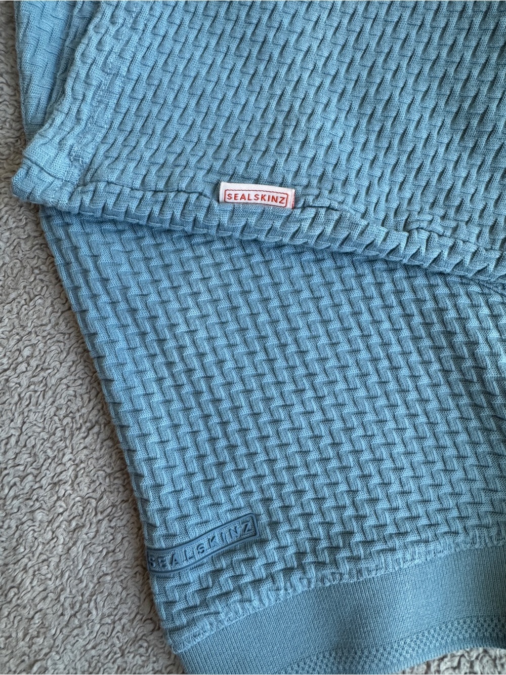 SEALSKINZ Men's XL Blue Organic Cotton Textured Knit Zip Polo UV Protection - Picture 5 of 7